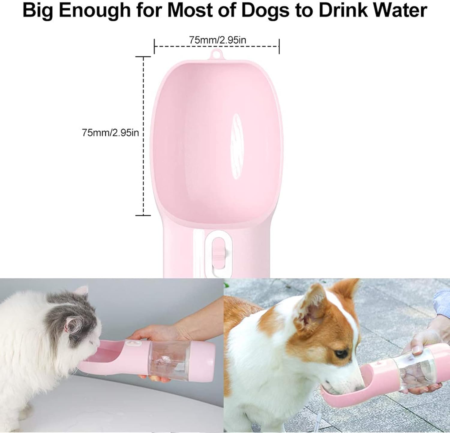 Ultimate Portable Dog Water Bottle - Leak Proof Dispenser with Food Container for Outdoor Adventures - Stylish Pink Design