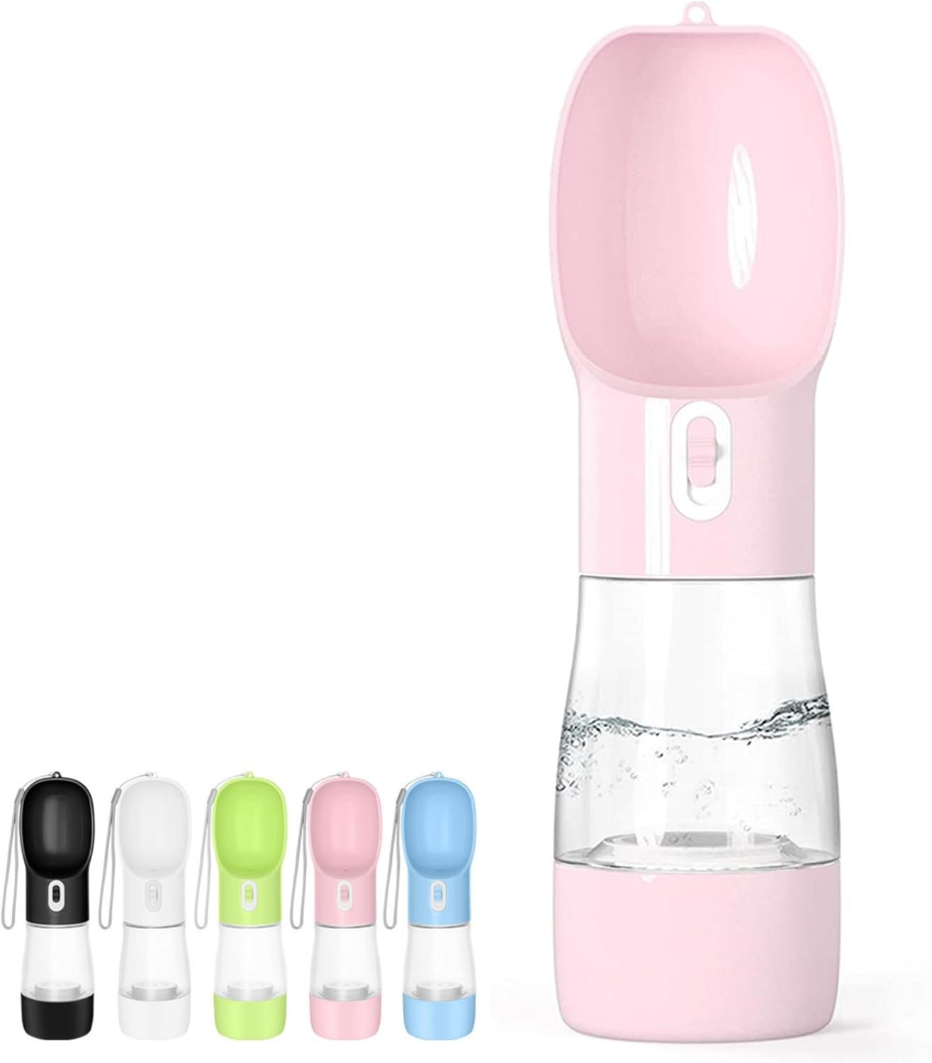 Ultimate Portable Dog Water Bottle - Leak Proof Dispenser with Food Container for Outdoor Adventures - Stylish Pink Design